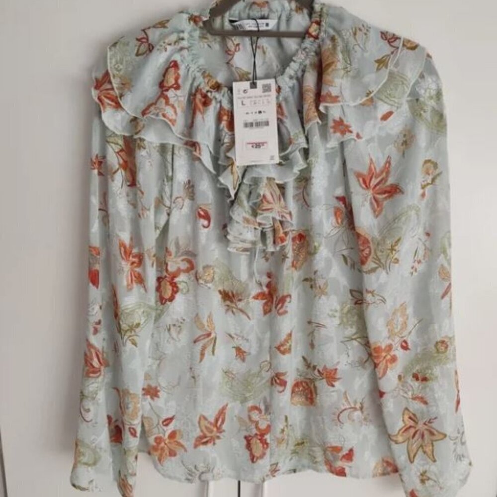 ZARA WOMEM'S PRINTED BLOUSE SIZE M 2260 745 512